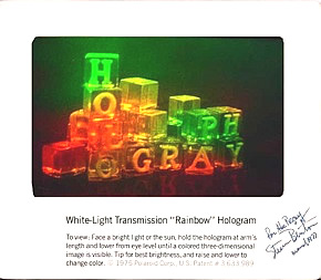 Polaroid Patent Rainbow Hologram 1975