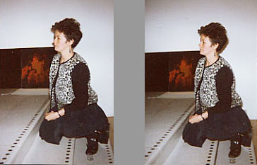 Melinda Manning with self portrait in background